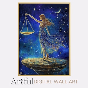 Libra Printable Art Celestial Wall Art Digital Download Astrology lover Wall Decor Digital Libra Zodiac sign Birthday gift Printable Libra