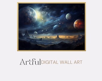Kosmische Planeten Digitaldruck, himmlische Wandkunst Digital Download, Astronomie-Liebhaber druckbares Geschenk