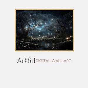 Magical Fantasy Forest Printable Art Fantasy Art Digital Download Night Landscape Digital Print Enchanted Forest Art Printable gift Fantasy