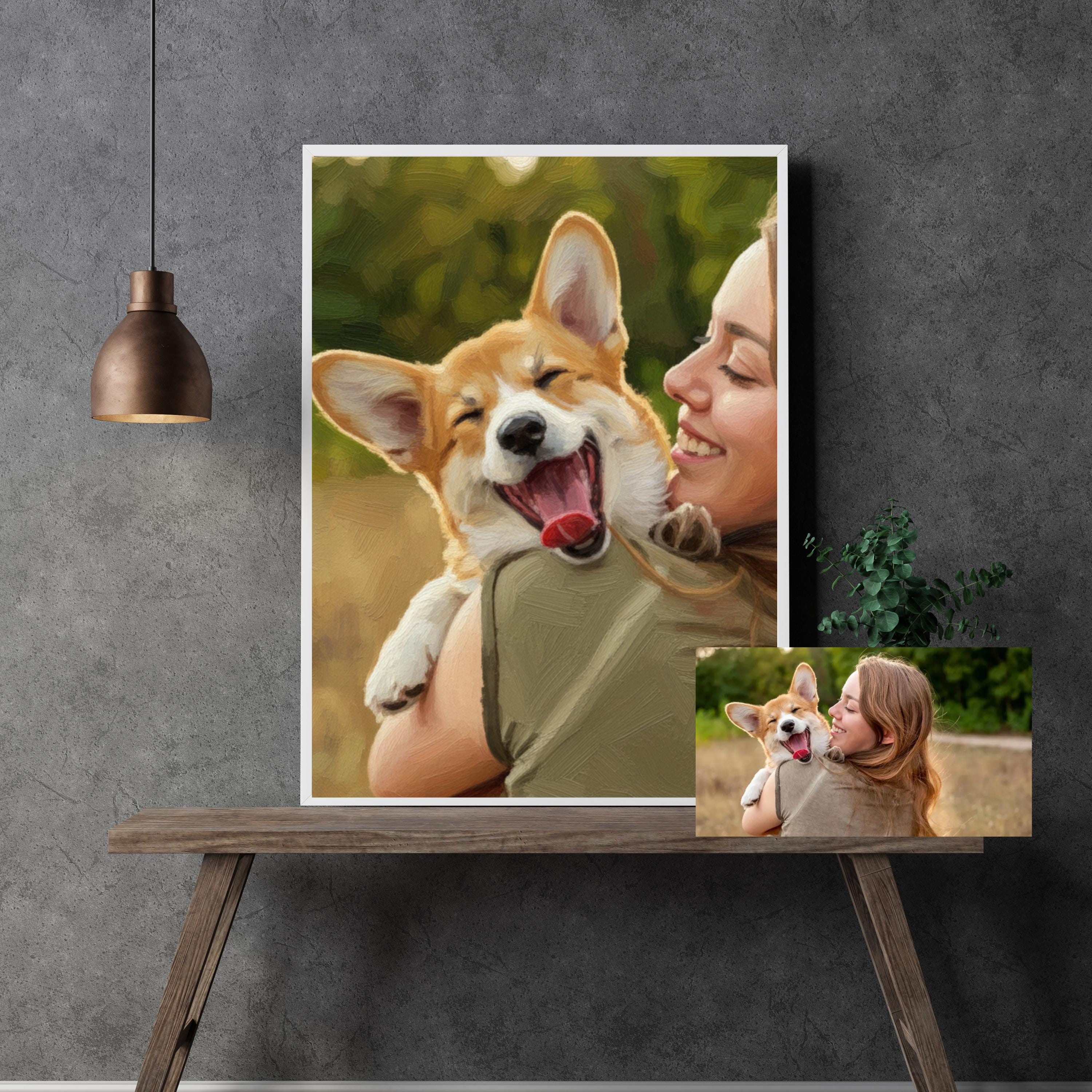 Custom Pet Portrait, Personalized Dog Wall Art Printable, AI Oil ...