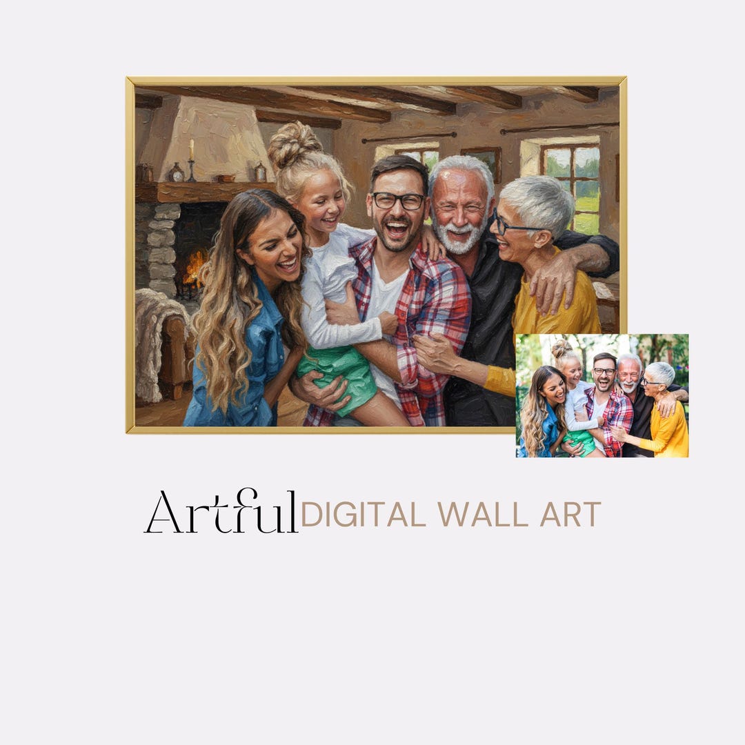 Custom Family Portrait, Personalized Wall Art From Photo Digital ...
