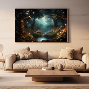 Serene Mystical Forest Painting Printable