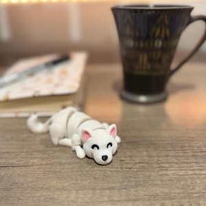 White Husky Buddy- Fidget-hond, bureauhuisdier, leuk cadeau, hondenliefhebbers, tastbaar, rustgevend, duurzaam, schattig, ontroerend
