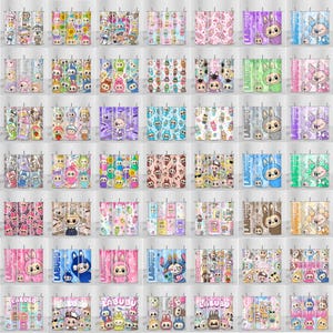 Pacchetto di oltre 100 Labubv Monster Doll da 20 once, Tumbler Wrap PNG, Bambola carina PNG, Tumbler Wrap dritto e affusolato PNG, Personaggio dei cartoni animati PNG