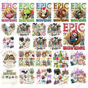 Pacchetto Epic Universe Studio 2025 PNG, Viaggio in famiglia 2025, Universal 2025 PNG, Coquette Bow Ma-rio PNG, Braccialetto Epic Universal PNG, Retro Epic