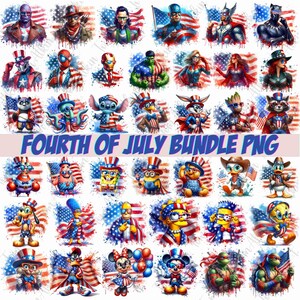 Paquete de dibujos animados de acuarela del 4 de julio (PNG), Cuatro de julio (PNG), Día de la Independencia (PNG), Personaje de dibujos animados (PNG), Dibujos animados de Disney (PNG)
