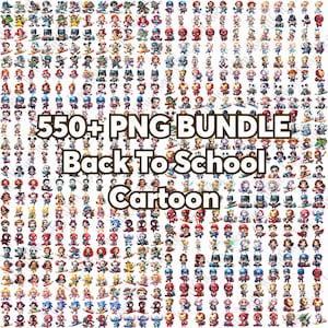 550+ Back To School Cartoon Character Png Bundle, Dis-ney Cartoon Png, Dis-ney Princess Png, Superhero Cartoon Png, Back To School Gift