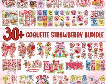 30+ Coquette Strawberry And Friends Character Png Bundle, 90s Cartoon Png, Cartoon Strawberry Png, Berry Sweet Girl Cartoon Kids Png
