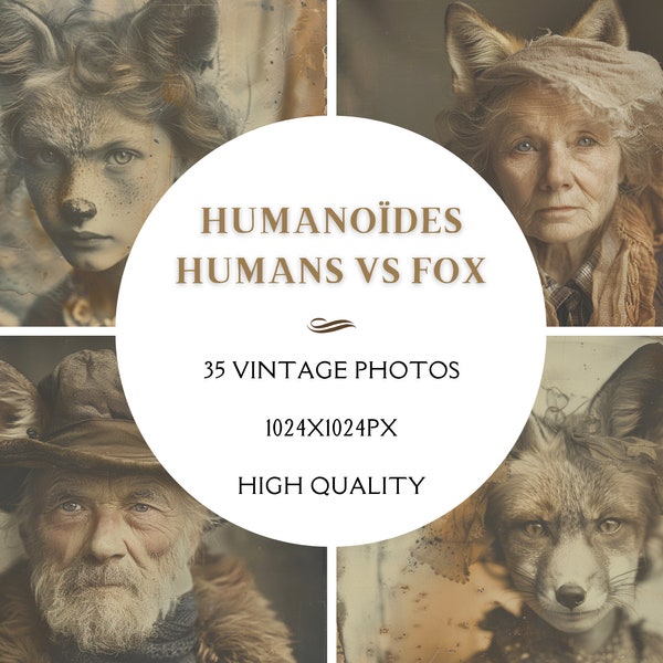 Portrait Humanoïdes Mi Humain - Mi Renard - Femmes, Hommes, Personnages âgées et Enfants