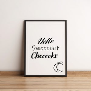 Sweet Cheeks BAGNO DIVERTENTE Poster Toilette Poster stampabile Retro Bagno Stampa artistica da parete Divertente Toilette Arte digitale Nice Bum Art