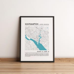 Southampton City Poster Großbritannien Stadt Poster Digitaler Download Individuelle Karte Print Stadtplan