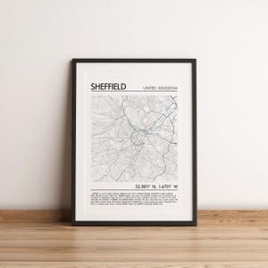 Sheffield City Poster Großbritannien Stadt Poster Digitaler Download Individuelle Karte Print Stadtplan
