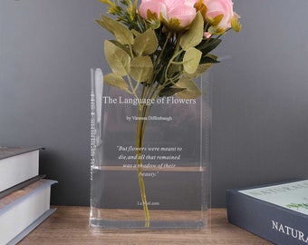 Blooming Acrylic Book Vase,Home Decor,Book Shaped Flower Vase,Perfect Gift for Book and Flower Lovers,Gifts for Birthday,and Housewarmings