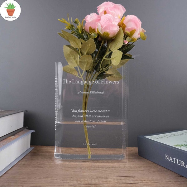Blooming Acrylic Book Vase,Home Decor,Book Shaped Flower Vase,Perfect Gift for Book and Flower Lovers,Gifts for Birthday,and Housewarmings