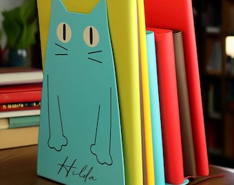 Personalized Metal Bookends, Customized Cute Cat Bookends, Cartoon Cute Bookends, Unique Pair Of Bookends, Book Holder, Book Support