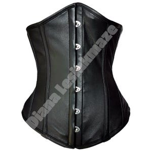 Real Leather Overbust Corset - Black Underbust Waist Cincher - Genuine Leather Bustier Top | Goth Cosplay Corset | Steel Boned Custom Made