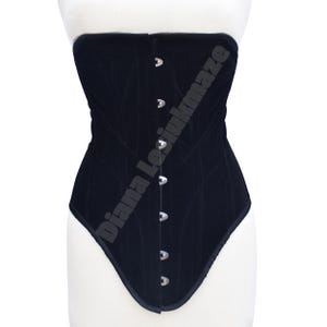 Women&#39;s Velvet Overbust Corset - Black Strapless Steel Boned Waist Cincher - Elegant Goth Steampunk Bodice Top | Custom Made Cosplay Corset