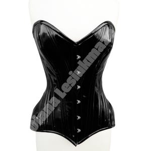 Women Vinyl Overbust Corset Glossy WET Look Ladies PVC Corset Heavy Duty Steel Boned Lace-Up Cosplay Costume Dress Corset