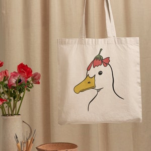 Tote Bag Duck Bag Easter Totebag Gift for mom Cute gift Illustrated Totebag | Art Bag | Canvas Bag | Organic CottonPremium Quality