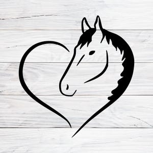 Cuore di cavallo in formato SVG, Download digitale di cavallo in formato SVG, Bellissimo cavallo in formato SVG, Cuore di cavallo in formato SVG, Silhouette di cavallo per Cricut, SVG, PNG, Jpg