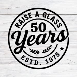 50e verjaardag Svg, 1975 verjaardag Svg, Raise a Glass Svg, Retro Vintage verjaardag Shirt Svg, Svg, png, jpg