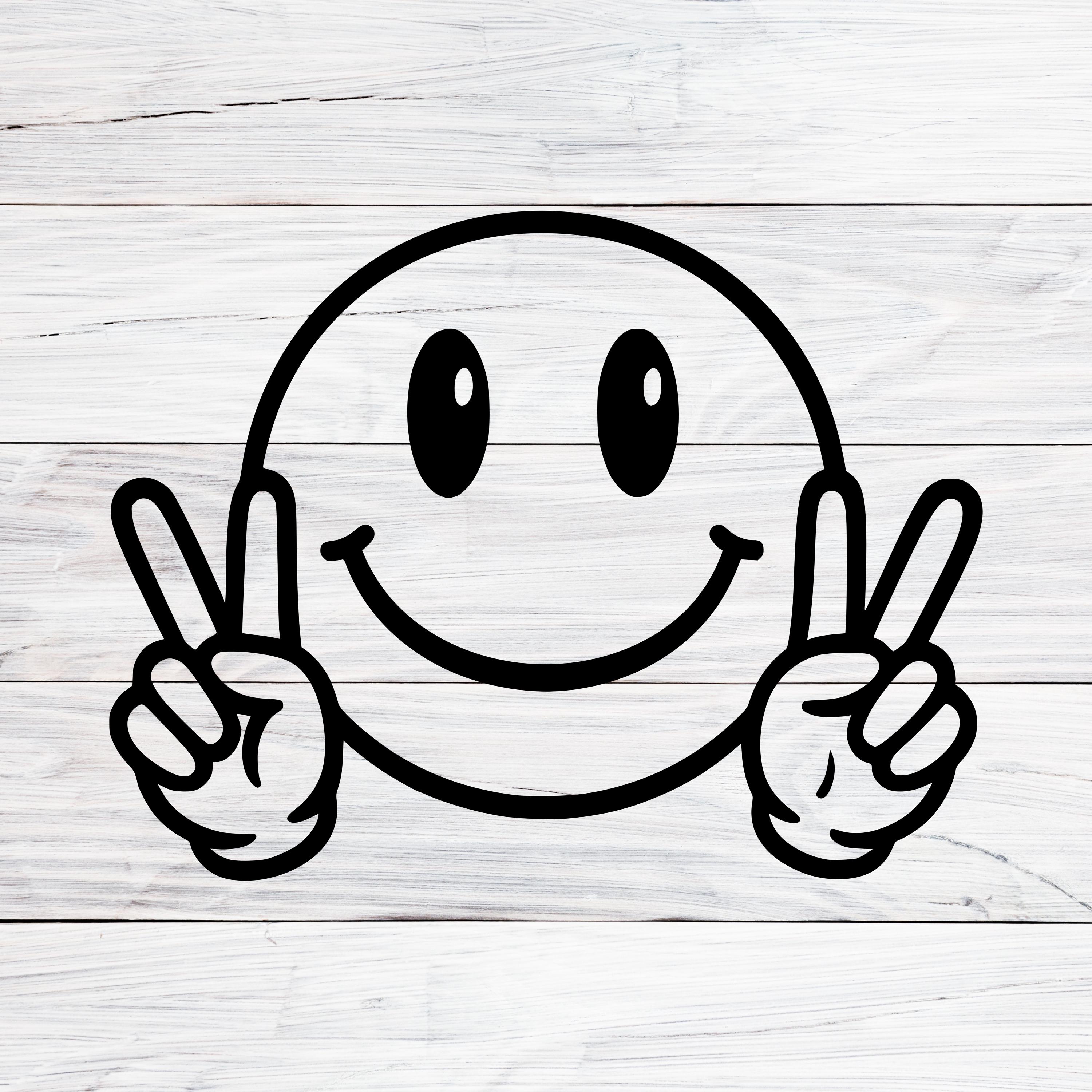 Smiley Face With Peace Sign - Etsy