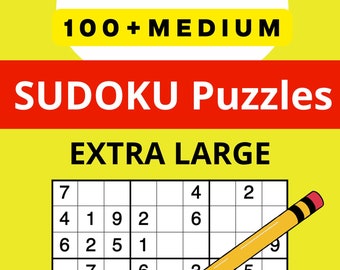 100 Medium Sudoku Puzzles Large Print for Seniors, adults, and kids. Printable pages.