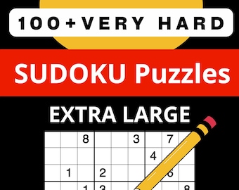 100 puzzle Sudoku molto difficili in caratteri grandi per adulti e anziani. Pagine stampabili. Buon regalo per gli amici