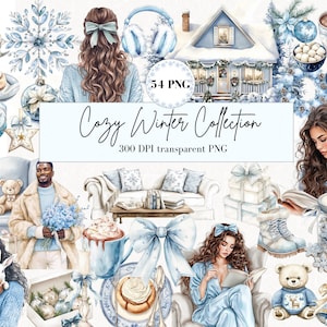 Watercolor Winter Clipart Set: Cozy Christmas PNG Bundle (Digital Download)