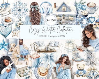 Watercolor Winter Clipart Set: Cozy Christmas PNG Bundle (Digital Download)