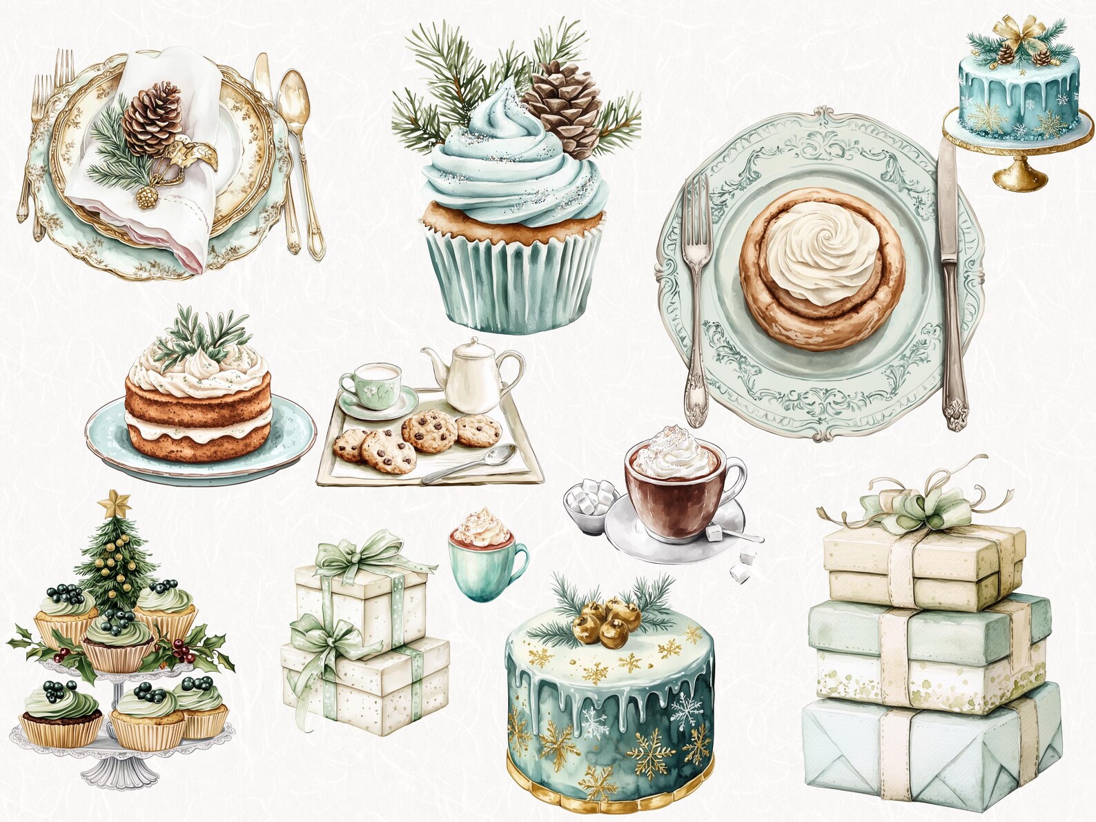 Winter Clipart Bundle Watercolor Digital Planner Stickers Bundle ...