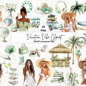 水彩画の夏休みクリップアート、ビーチタイムPNGクリップアート、ニュートラルな夏のビーチ、バケーションバイブPNG、オーシャンブリーズ旅行クリップアート