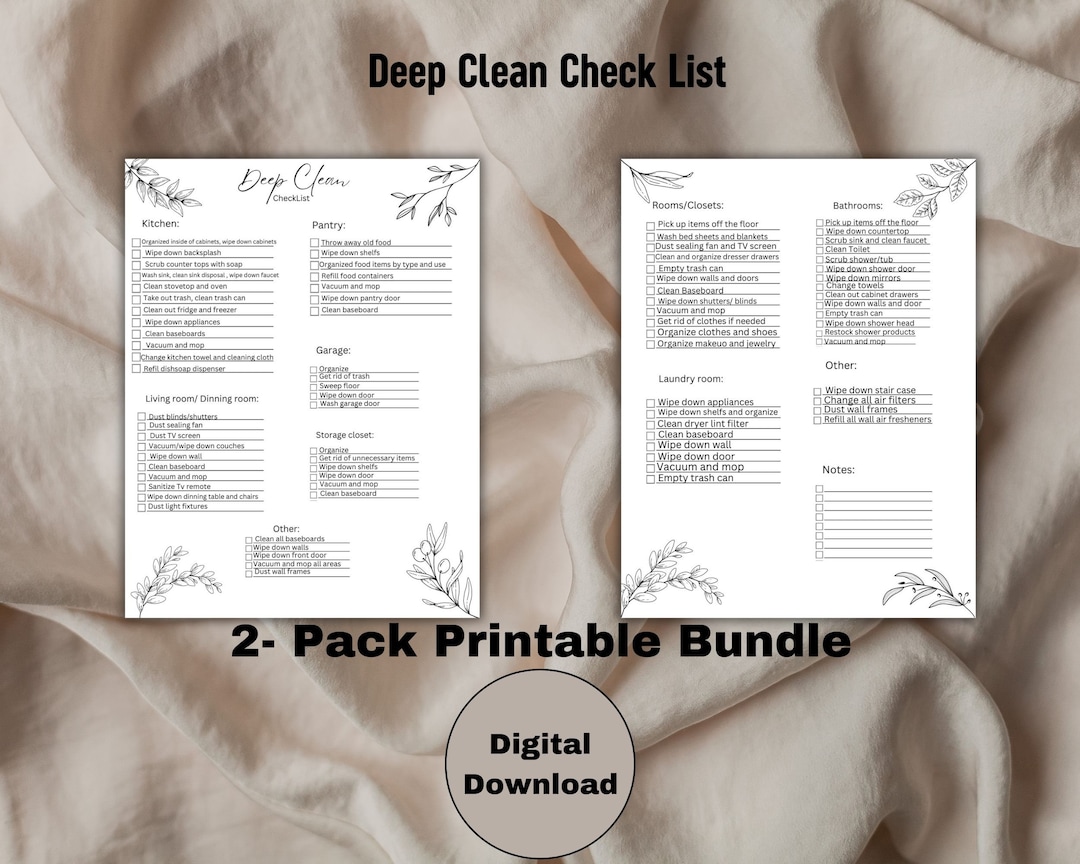 Deep Cleaning Checklist, Printable Checklist, Deep Cleaning List - Etsy