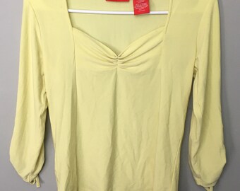 Vintage Oscar De La Renta Blouse Adult Small Yellow Womens