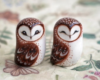 Barn owl figurine, barn owl sculpture, cute owl gift figurines