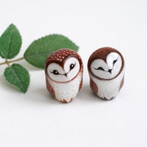 Barn owl figurine, polymer clay owl gift figurine, miniature animals, barn owl sculpture