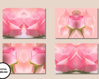 Postal de Rosas - Postal de Rosas - Postal de Flores - Postal Plegable - Conjunto de Postales Digitales - Descarga Instantánea