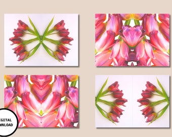 Tulip Postcard - Carte postale tulipes - Carte postale pliable - Tulipes - Fleurs - Lot carte postale numérique - Téléchargement immédiat
