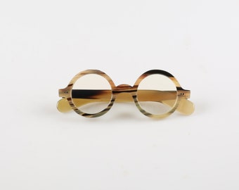 Gafas Retro Redondo Strtiped Hecho A Mano Cuerno Natural Lectura Marcos De Anteojos Para Hombres Mujeres Unqiue Clásico Gafas De Lujo Marco Anteojos