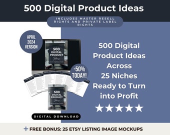 500 idee di prodotti digitali con diritti di rivendita master e private label, idee di prodotti digitali per reddito passivo, eBook fatto per te da rivendere