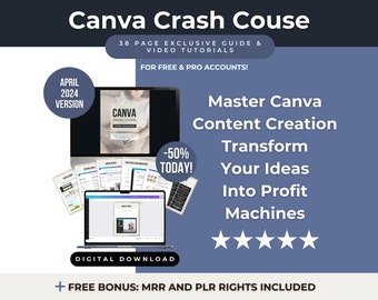 Curso intensivo de Canva con derechos de reventa de marcas maestras y privadas, Guía de Canva MRR/PLR para cambiar de marca, Curso de Canva hecho para usted para revender