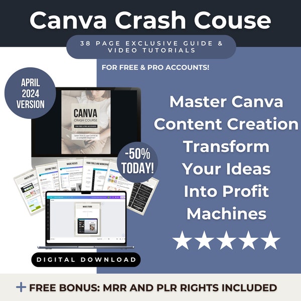 Canva Crash Course with Master And Private Label Resell Rights, MRR/PLR Canva Guide to Rebrand, Done-for-You Canva Course to Resell