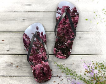 Tongs, pinces, sandales amusantes, fleur de pommetier violet - Folklore