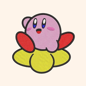 Kirby on a Star Embroidery Design: 5 Sizes (Digital Download)