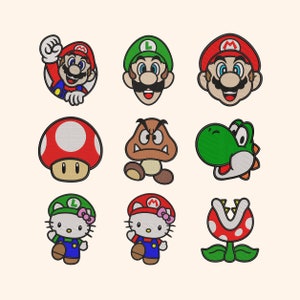Mario Mega Pack 9 Stück Digitale Stickmaschinendateien. Mario Mega Pack 9 Stk Designs. Sofort Download. Digitale Stickmuster