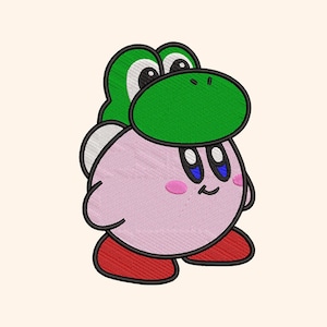Kirby with Yoshi Hat Embroidery Design: 5 Sizes (Digital Download)