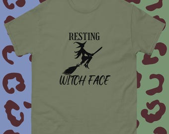 Cara de bruja en reposo, camiseta de Halloween, camiseta de bruja, camiseta divertida, camiseta divertida de Halloween