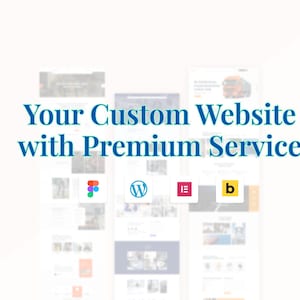 Pode incluir: Serviços de design de sites com serviço premium.  São exibidos logotipos de construtores de sites populares como WordPress, Squarespace, Wix e Shopify.