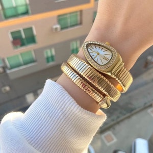 3 colores diferentes, reloj de pulsera de lujo, regalo del Día de las Madres, reloj de pulsera de oro, reloj de pulsera para mujer, relojes de mujer, reloj de serpiente, relojes de pulsera de moda imagen 1