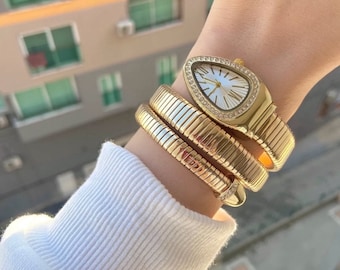 3 Different Color, Luxury Wristwatch, Mothers Day Gift, Gold Wristwatch, Women Wristwatch, Women watches, Snake Watch, Fashion Wristwatchs